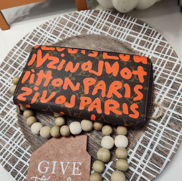 🥰EUC Louis Vuitton Stephen Sprouce Graffiti Speedy 30 Zip Around Leather Wallet - Picture 2 of 14